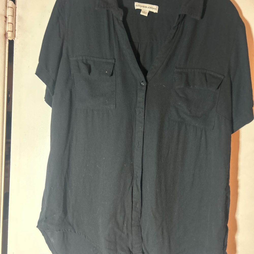 Alexander Jordan Women's Large  Black Button-Up Shirt